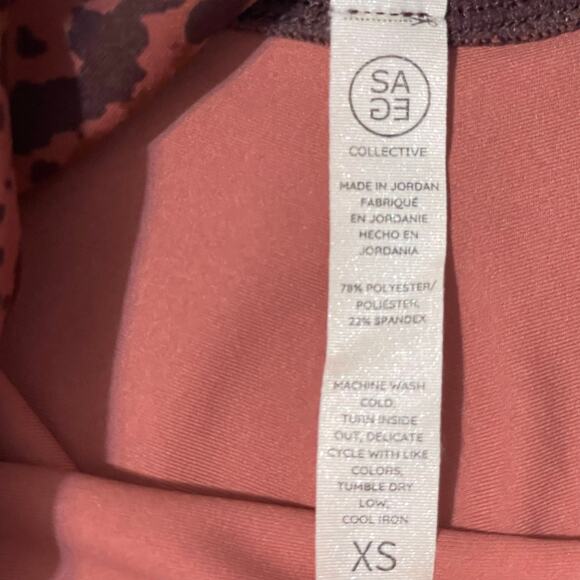 Sage Women's 2 Pc Set Longline Sports Bra & Leggings Inkspot Print sz XS - Picture 11 of 13